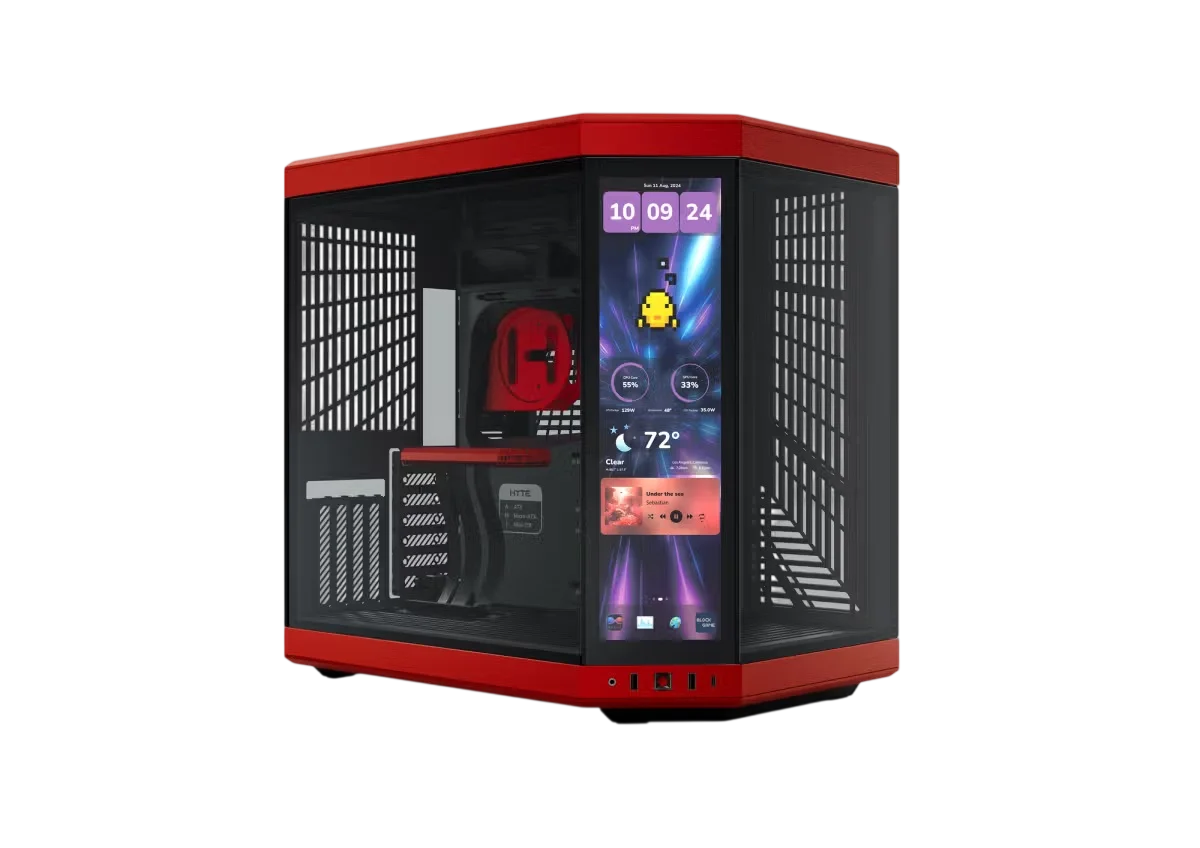 Корпус без блока питания/ Case HYTE Y70 Touch Infinite, Midi-Tower, TG, LCD, no fans, 2xUSB-A 3.2, 1xUSB Type-C, E-ATX, ATX, mATX, mITX Black Cherry (CS-HYTE-Y70TTI-RB)
