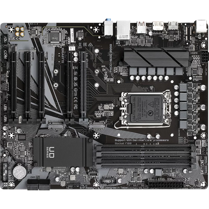 GIGABYTE B660 DS3H DDR4, LGA1700, B660, 4*DDR4, DP+ HDMI, 4 SATA 6 Гб/с+ RAID,M2, Audio, Gb LAN, Type-C, USB 3.2, USB 2.0, COM*1 header, ATX