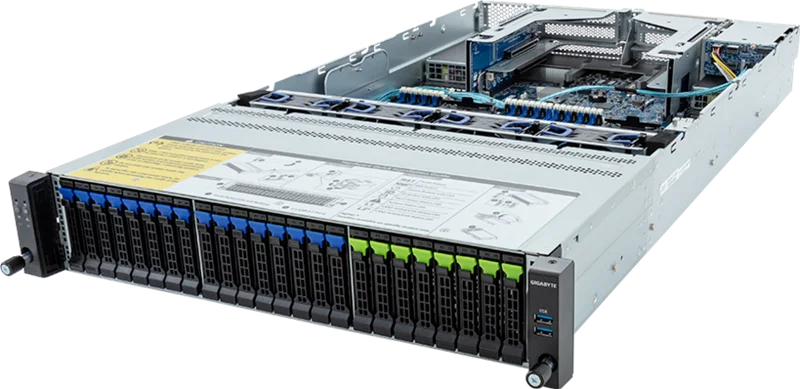 Шасси серверное Gigabyte Server Platform R283-S98 / 2U / 2xIntel (Gen 4/ 5) / 2xHS / 32xDIMM / 8xSFF NVMe/ SATA/ SAS + 16xSFF SATA/ SAS + 2xSFFSATA/ SAS / 2x1GbE / 2xOCP 3.0 / 4xFHHL / 2x2000W / Rails (R283-S98-AAJ2)