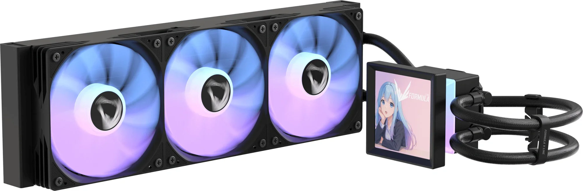 Система водяного охлаждения Formula Ice Jet Vision 360 ARGB Soc-AM5/AM4/1200/2066/1700/1851 черный 4-pin 1-27dB Al+Cu LCD 315W 2020gr Ret (ICE JET VISION 360 BK)
