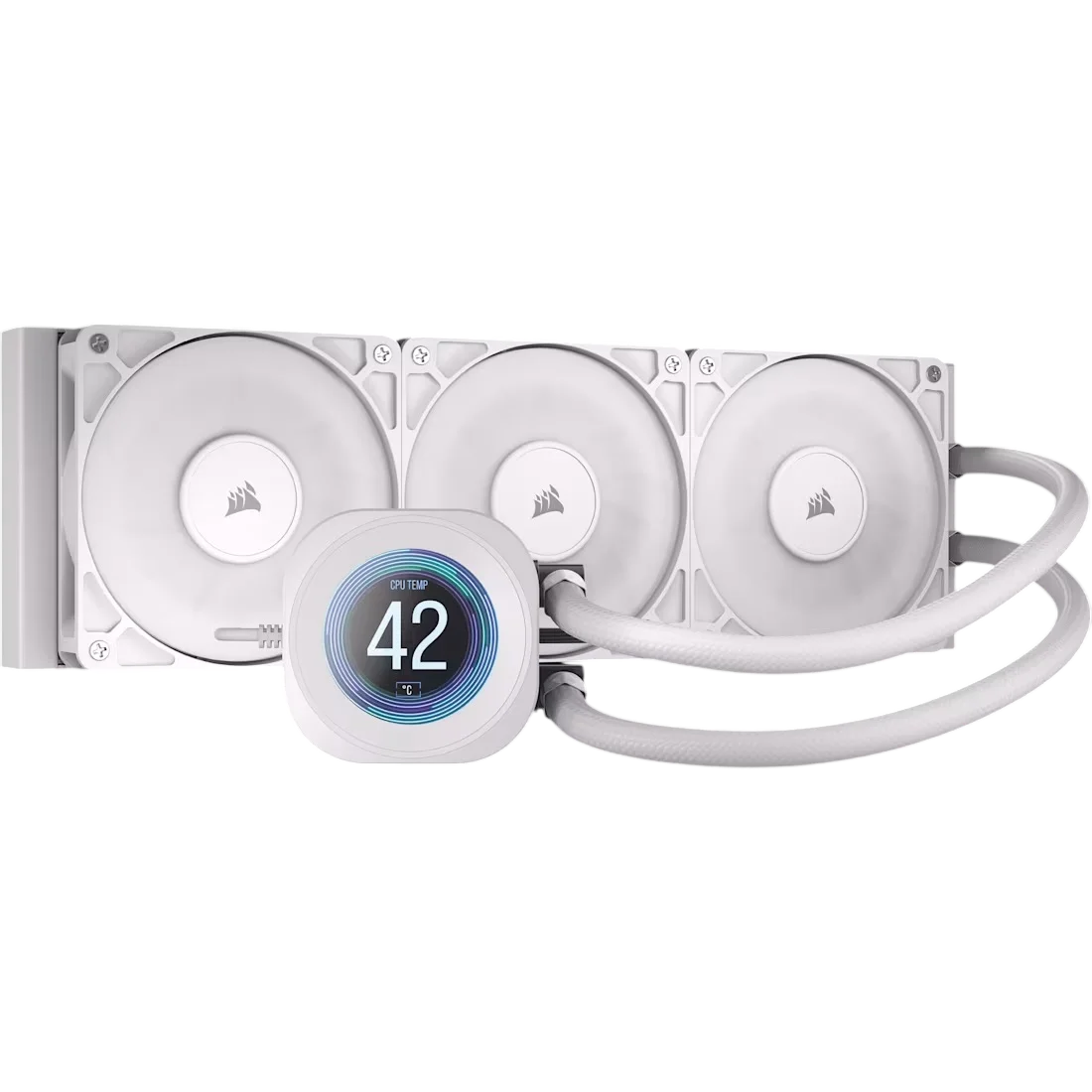 Система жидкостного охлаждения/ Water Cooling System Corsair NAUTILUS 360 RS LCD (360mm, White/ Fans: 3x120mm, 72.8CFM, 36dBA, 2100RPM/ S: 1851, 1700, AM5, AM4) (CW-9061034-WW)