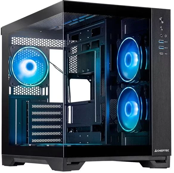 Корпус Chieftec Visio черный без БП ATX 2x80mm 4x120mm 2x140mm 1xUSB2.0 2xUSB3.0 audio bott PSU (GM-30B-TG-OP)