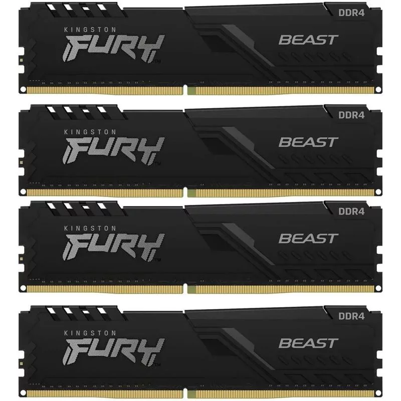 Память оперативная/ Kingston 64GB 3200MT/s DDR4 CL16 DIMM (Kit of 4) FURY Beast Black (KF432C16BBK4/64)