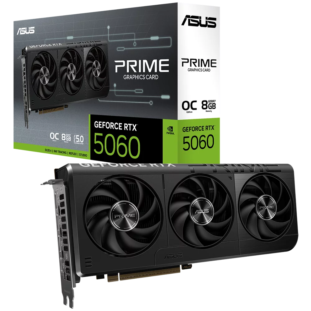 Видеокарта ASUS Bad Pack RTX5060 PRIME OC 8GB GDDR7 128bit 3xDP HDMI 3FAN RTL (PRIME-RTX5060-O8G) bp (90YV0N10-M0NA00||BP)