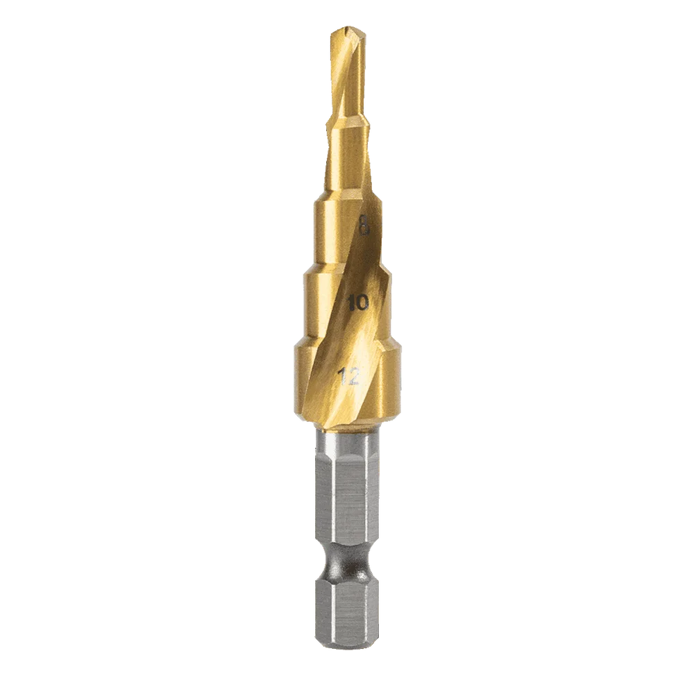 Оснастка Deli Сверло ступенчатое по металлу DH-JTZ012-E2 (4-12мм, HSS M2, спиральная канавка, шестигранный хвостовик)