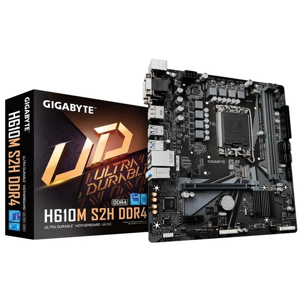 Материнская плата Gigabyte H610M S2H V3 DDR4, Socket 1700, Intel®H610, 2xDDR4-3200, D-SUB+HDMI+DP+DP, 1xPCI-Ex16, 1xPCI-Ex1, 4xSATA3, 1xM.2, 8Ch Audio, GLan, (4+4)xUSB2.0, (2+2)xUSB3.2, 1xPS/ 2, mATX, RTL Bad Pack (H610M S2H V3 DDR4||BP)