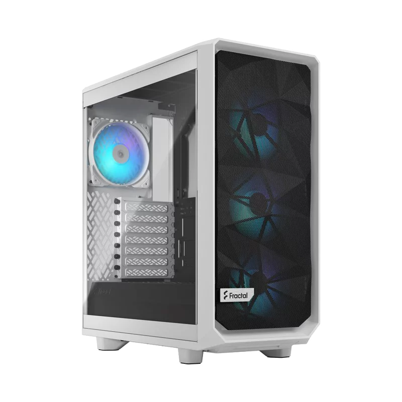 Корпус ПК без блока питания/ Case Fractal Design Meshify 2 Compact RGB TG Light Tint, Midi-Tower, 4x120mm RGB, 2xUSB-A 3.2 + 1xUSB 3.2 Type-C ATX, mATX, mITX White (FD-C-MES2C-08)