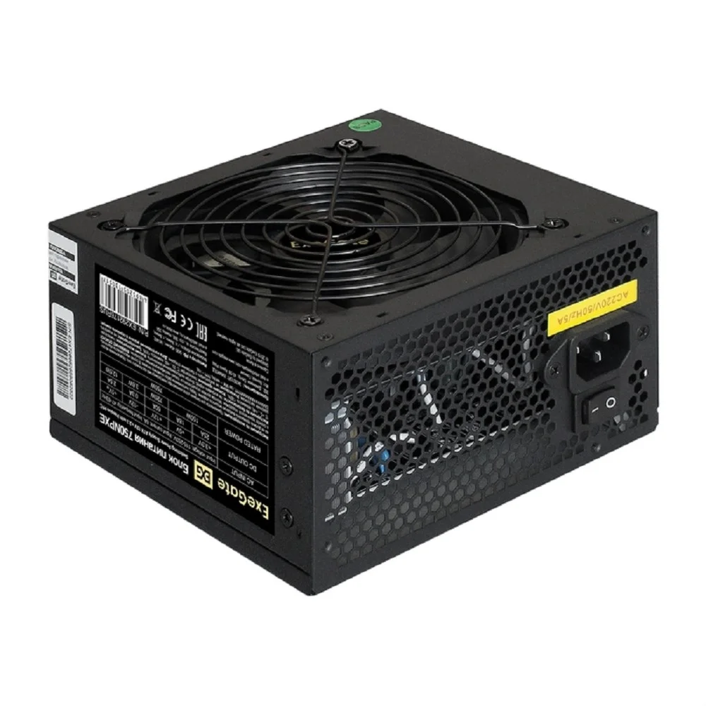 Exegate EX292176RUS Блок питания 750W ExeGate 750NPXE (ATX, PPFC, 12cm fan, 24pin, (4+4)pin, PCIe, 4xSATA, 3xIDE, FDD, black)