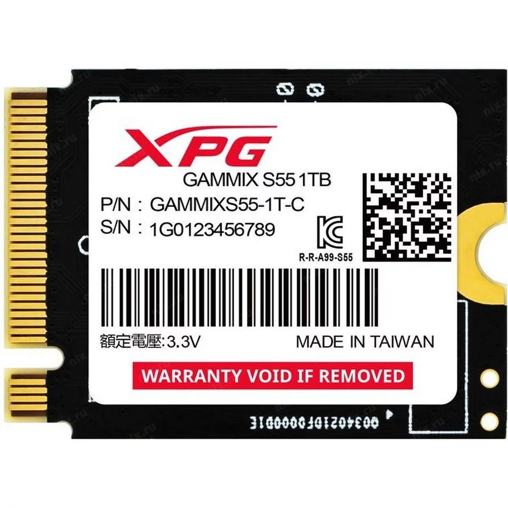 Твердотельный накопитель SSD XPG Bad Pack M.2 2280 1TB XPG GAMMIX S55 PCIe Gen4x4 with NVMe 5000/ 3700, 3D ТLC NAND (SGAMMIXS55-1T-C||BP)
