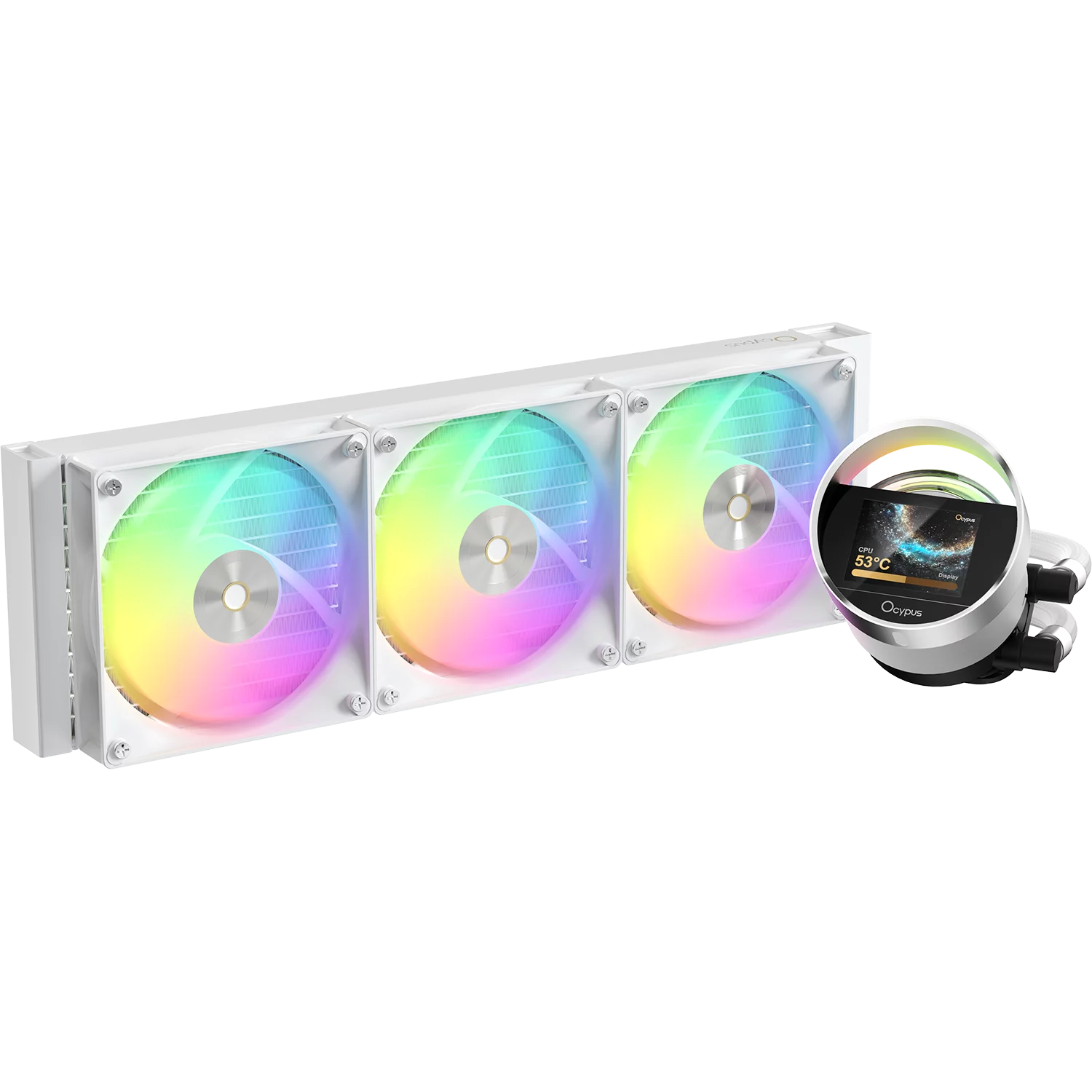 Система жидкостного охлаждения/ Water Cooling System Ocypus Sigma L36 WH ARGB (300W, 360mm, LED, White, ARGB/ Fans: 3x120mm, 73CFM, 2000RPM/ Pump height 99mm, 27dBA, 3100RPM, Rad thickness 27mm/ S: 18 (SIGMA-L36-WH3AAWWN00X-GL)