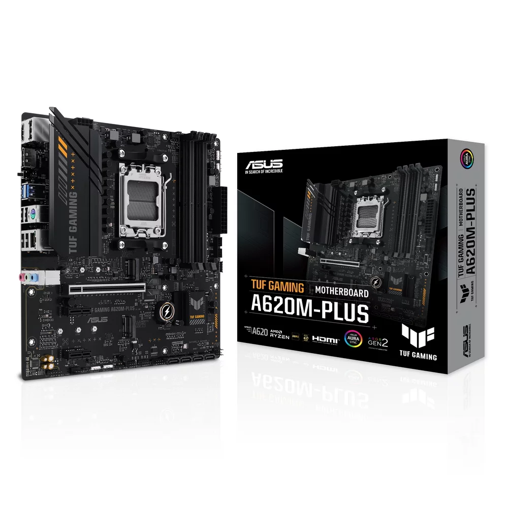 Материнская плата ASUS TUF GAMING A620M-PLUS, Socket AM5, A620, 4*DDR5, 2xDP+HDMI, 4xSATA3, 2xM.2, Audio, Gb LAN, USB 3.2, USB 2.0, mATX (90MB1EZ0-M0EAY0)