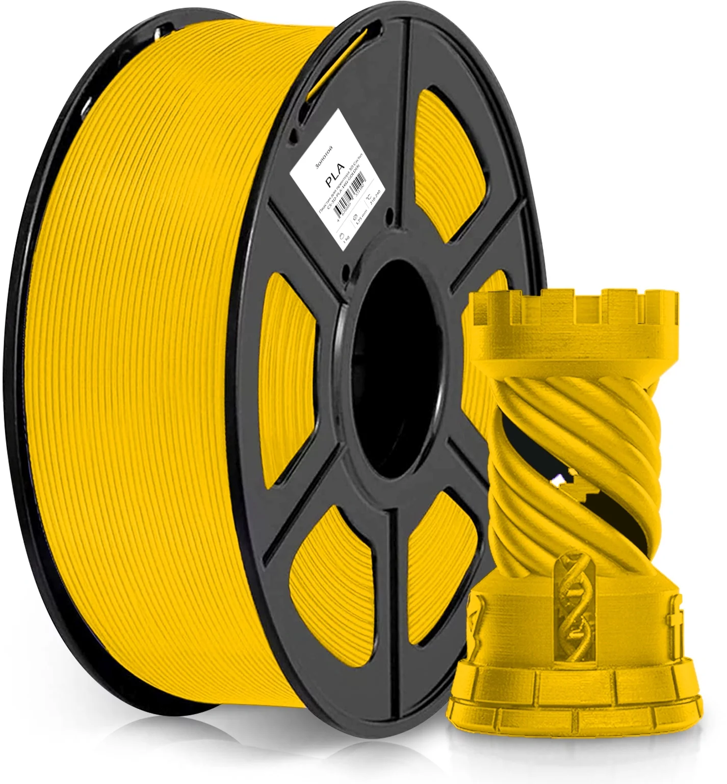 -/ Пластик для принтера 3D Cactus CS-3D-PLA-1KG-GOLDEN PLA d1.75мм 1кг L326м 1цв.