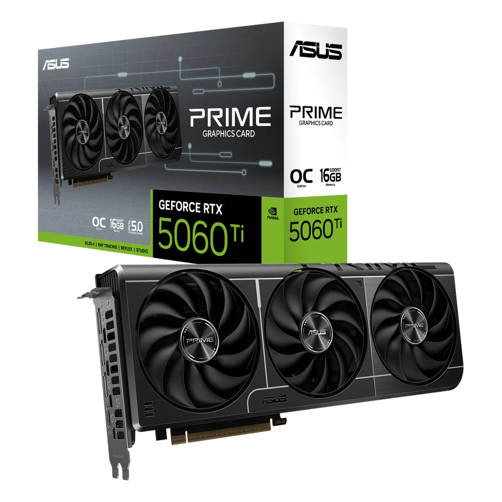 Видеокарта ASUS Bad Pack RTX5060Ti PRIME OC 16GB GDDR7 128bit 3xDP HDMI 3FAN RTL (PRIME-RTX5060TI-O16G) bp (90YV0MH2-M0NA00||BP)