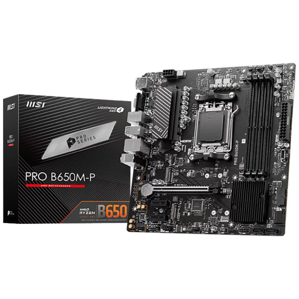 Материнская плата MSI Bad Pack PRO B650M-P B650, AM5, 4*DDR5, 1*PCIEx16, 2*PCIEx1, 2*M.2, 1*TypeC, 2*USB3.2Gen2, 4*USB3.2Gen1, 8*USB2.0, 4*SATA3.0, 2.5G, VGA, DP, HDMI, M-ATX, RTL bp (PRO B650M-P||BP)
