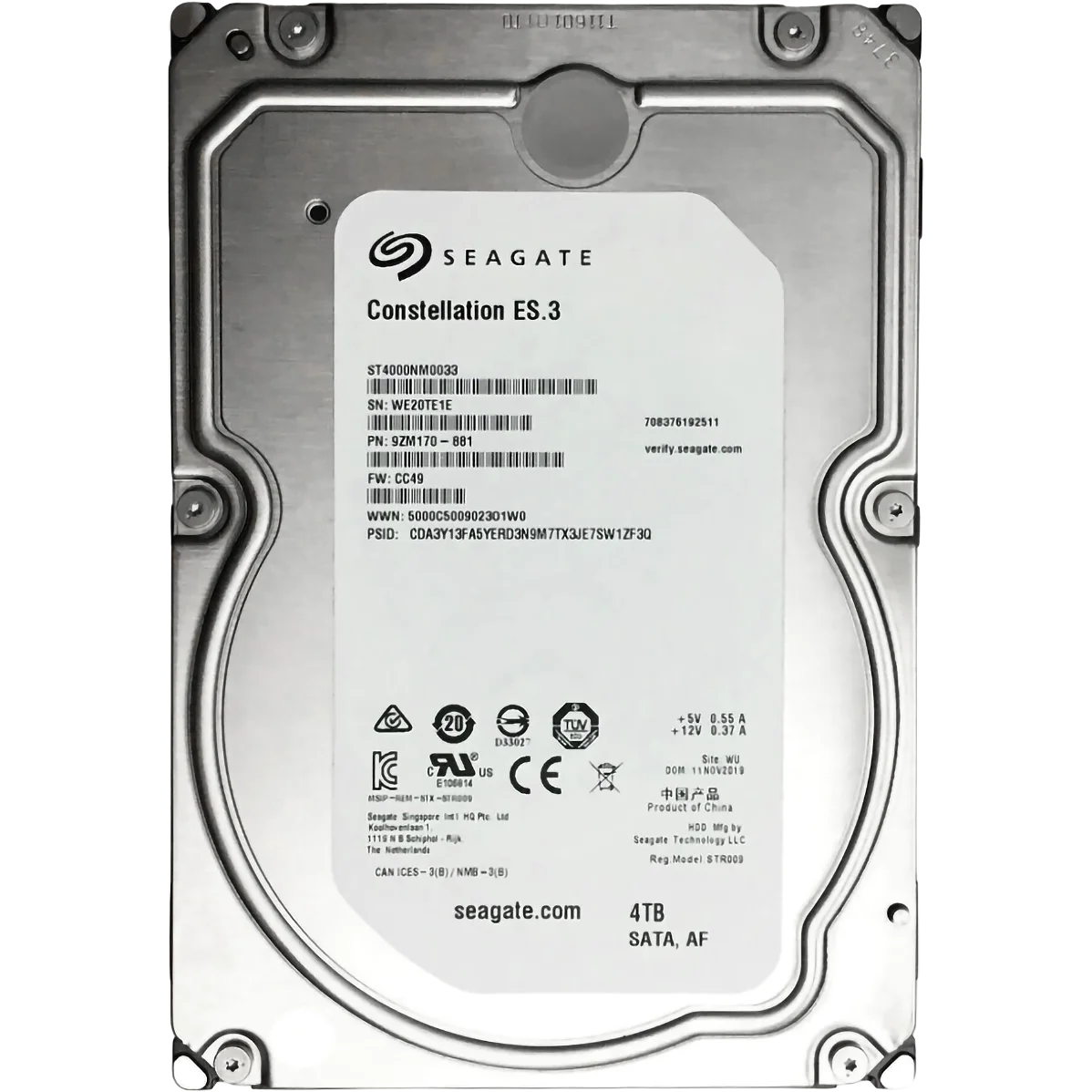 Жесткий диск Seagate SATA-III 4TB ST4000NM0033 Exos 7E8 512N (7200rpm) 128Mb 3.5"
