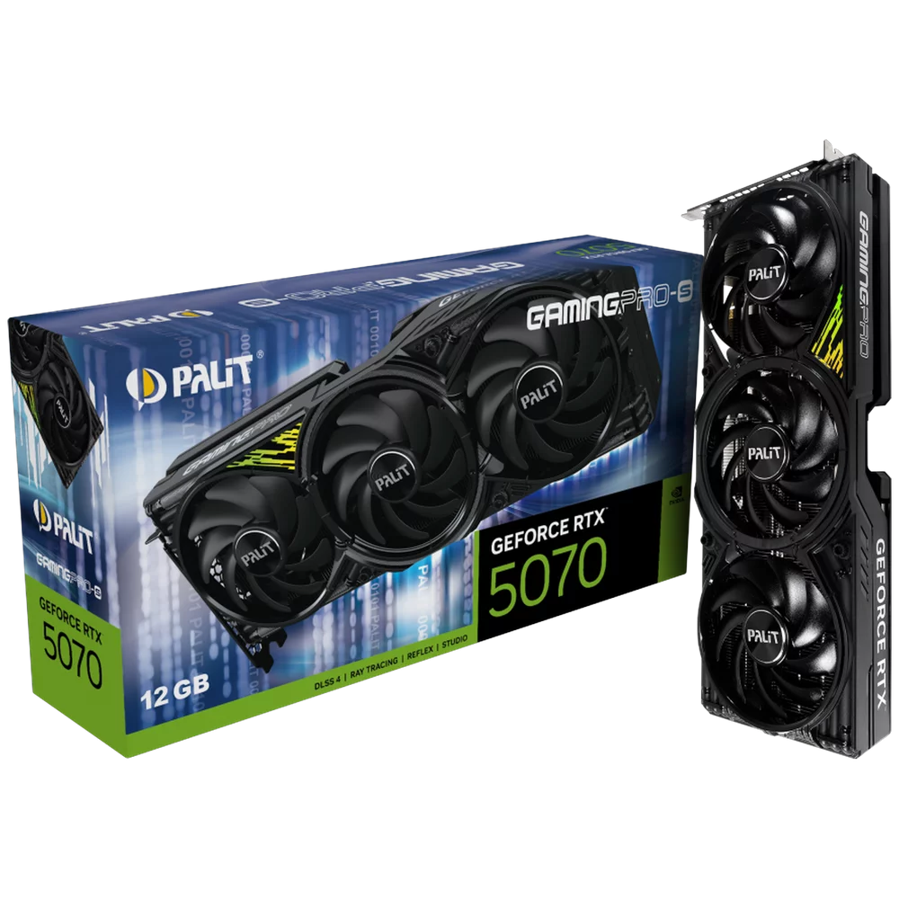 Видеокарта Palit Bad Pack RTX5070 GAMINGPRO-S 12GB GDDR7 192bit 3xDP HDMI 3FAN RTL bp (NE75070019K9-GB2050U||BP)