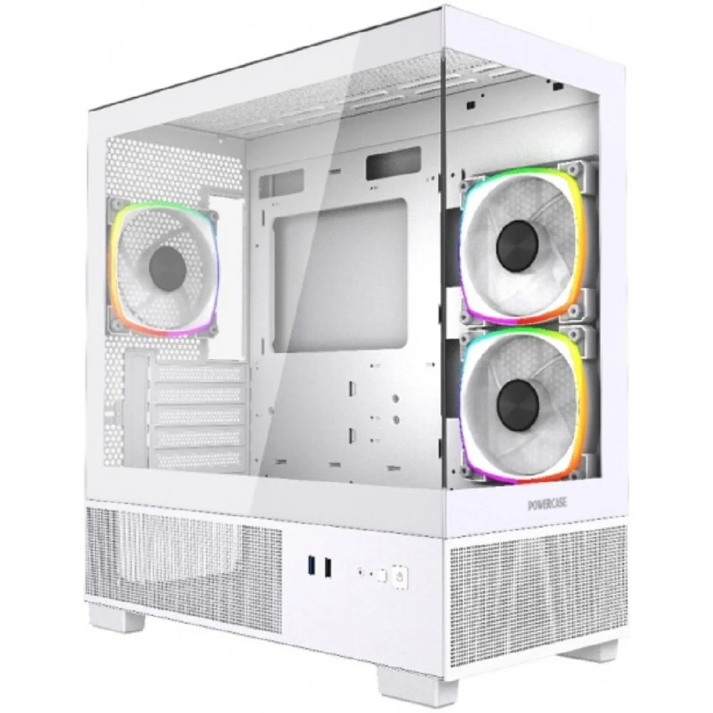 Powercase Корпус Vision Micro M1 ARGB, Tempered Glass, 3x 120mm ARGB fans, белый, mATX (CVMM1W-A3)