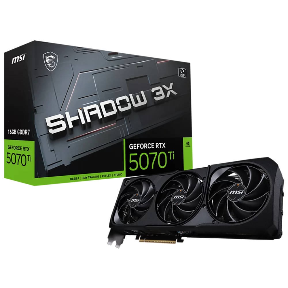 Bad Pack Видеокарта MSI RTX5070Ti SHADOW 3X 16GB GDDR7 128bit 3xDP HDMI 2FAN RTL bp (RTX 5070 TI 16G SHADOW 3X||BP)