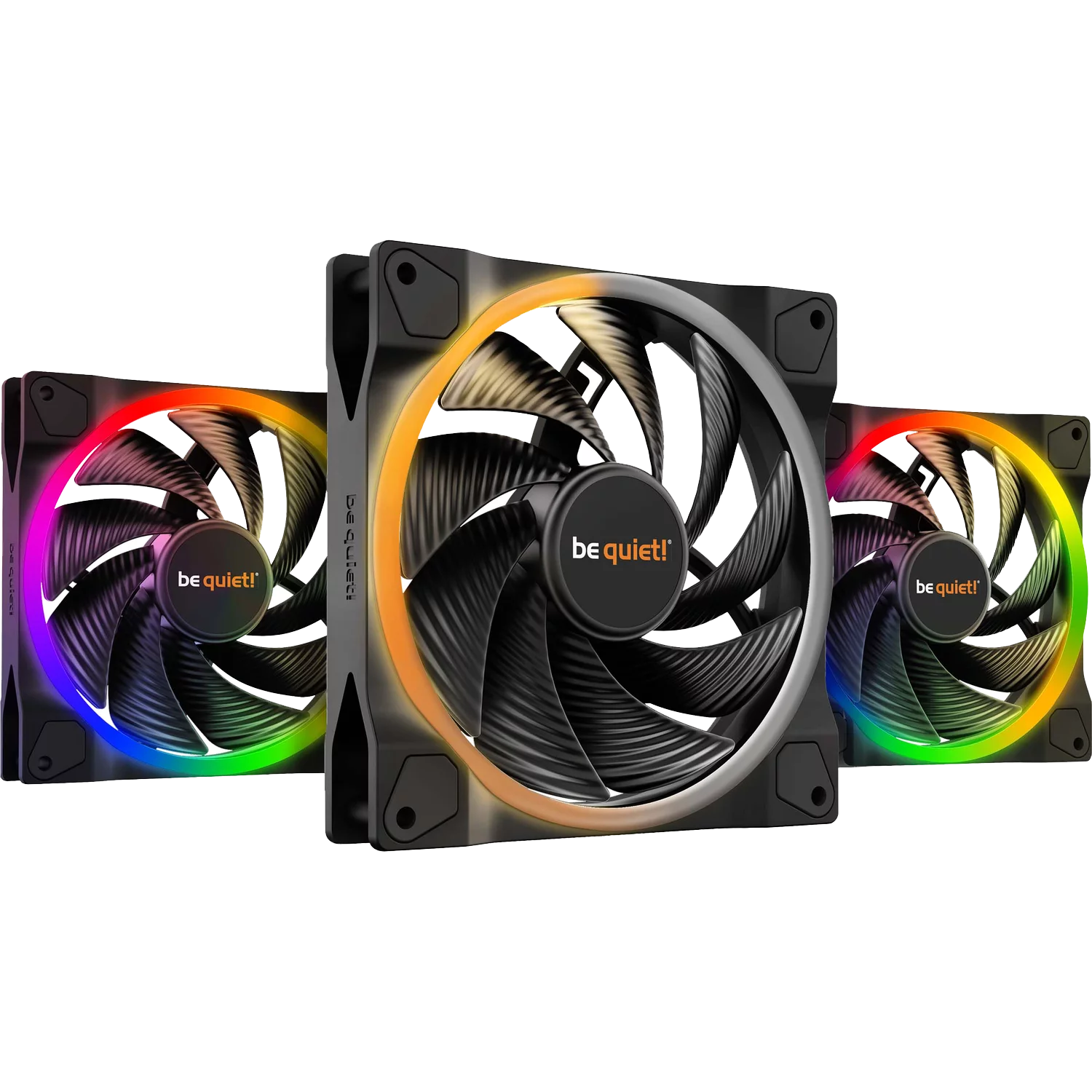 Кулер для корпуса/ Case Cooler be quiet! LIGHT WINGS 140mm PWM high-speed 3-Pack (140x140x25mm, 4-pin PWM, ARGB, 71.7CFM, 31dBA, 2200RPM, Black, 3pcs) (BL079)