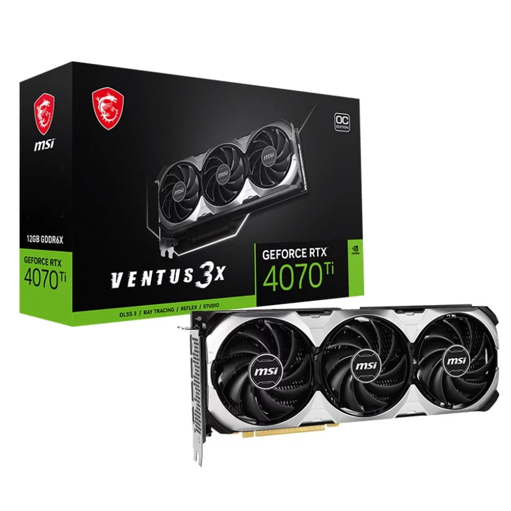 Видеокарта MSI Bad Pack RTX4070Ti VENTUS 3X E1 OC 12GB GDDR6X 192bit 3xDP HDMI 3FAN RTL (RTX 4070 TI VENTUS 3X E1 12G OC||BP)