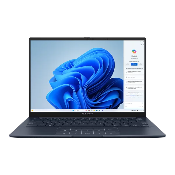 Ноутбук ASUS Zenbook 14 OLED UX3405MA-QD183W Core Ultra 7 155H/ 16b LPDDR4X/ 1TB SSD/ 14" OLED WUXGA(1920 x 1200)/ WiFi6E/ Windows 11 Home Rus/ 1.22Kg/ Ponder Blue/ RU_EN_KEYBOARD (90NB11R1-M00SX0)