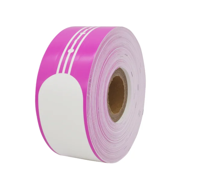 Браслеты (рулон) для термопечати Ninestar (G&G) wristband, 35 mm/ 260 mm, core 24 mm, 100 per roll, clips included - PINK (GG-RL-B-RF2)