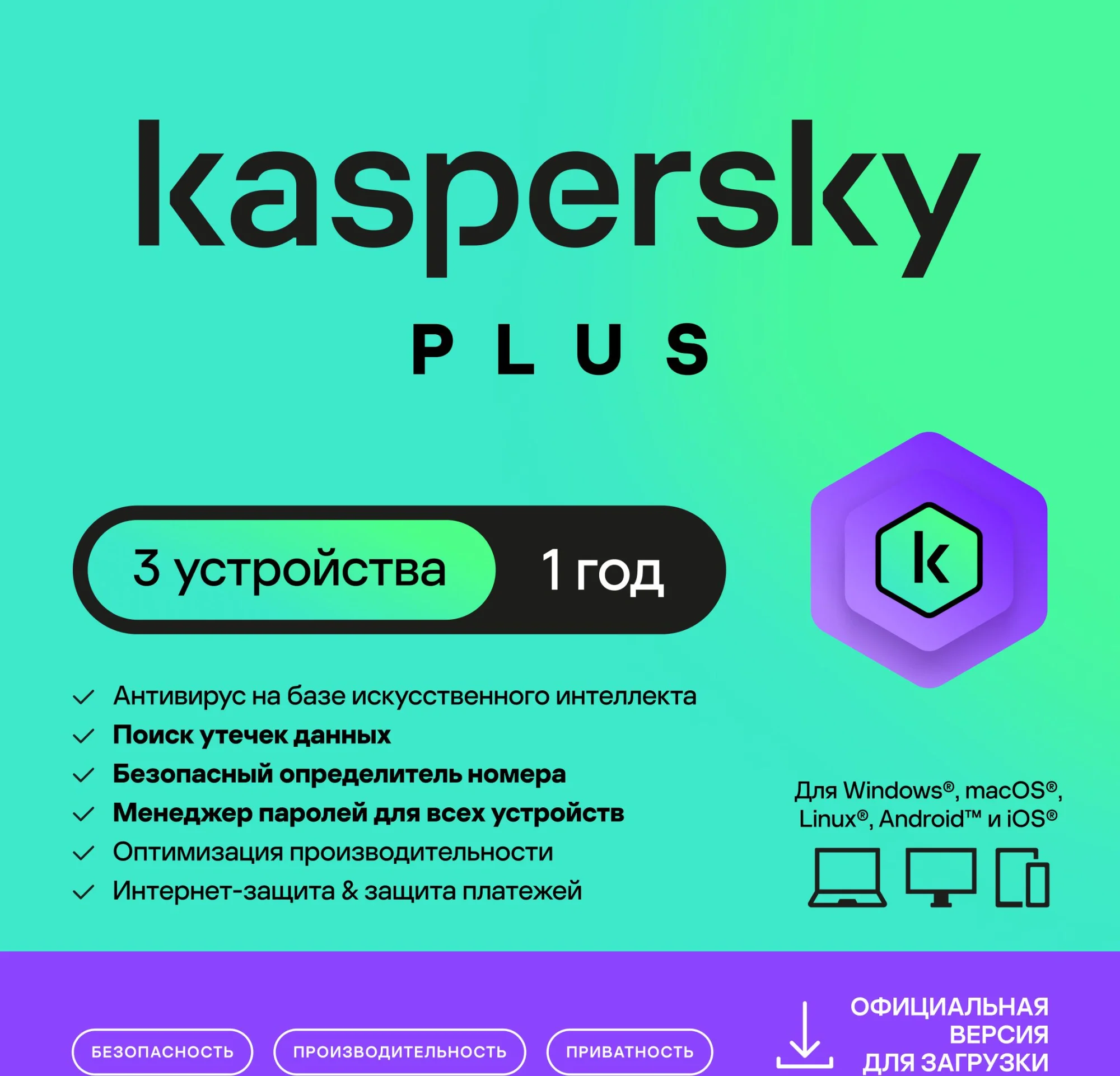 Plus + Who Calls Russian Edition 3-Device 1Y Base Download Pack (KL1050RDCFS)