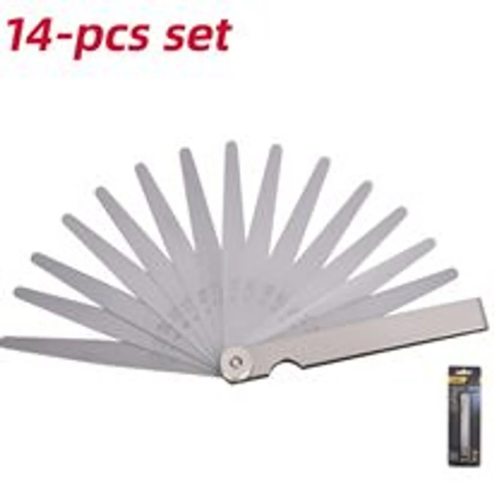 Набор измерительных щупов для проверки зазоров Deli DL9501 14 шт, 0,05-1,00 мм, сталь 65Mn