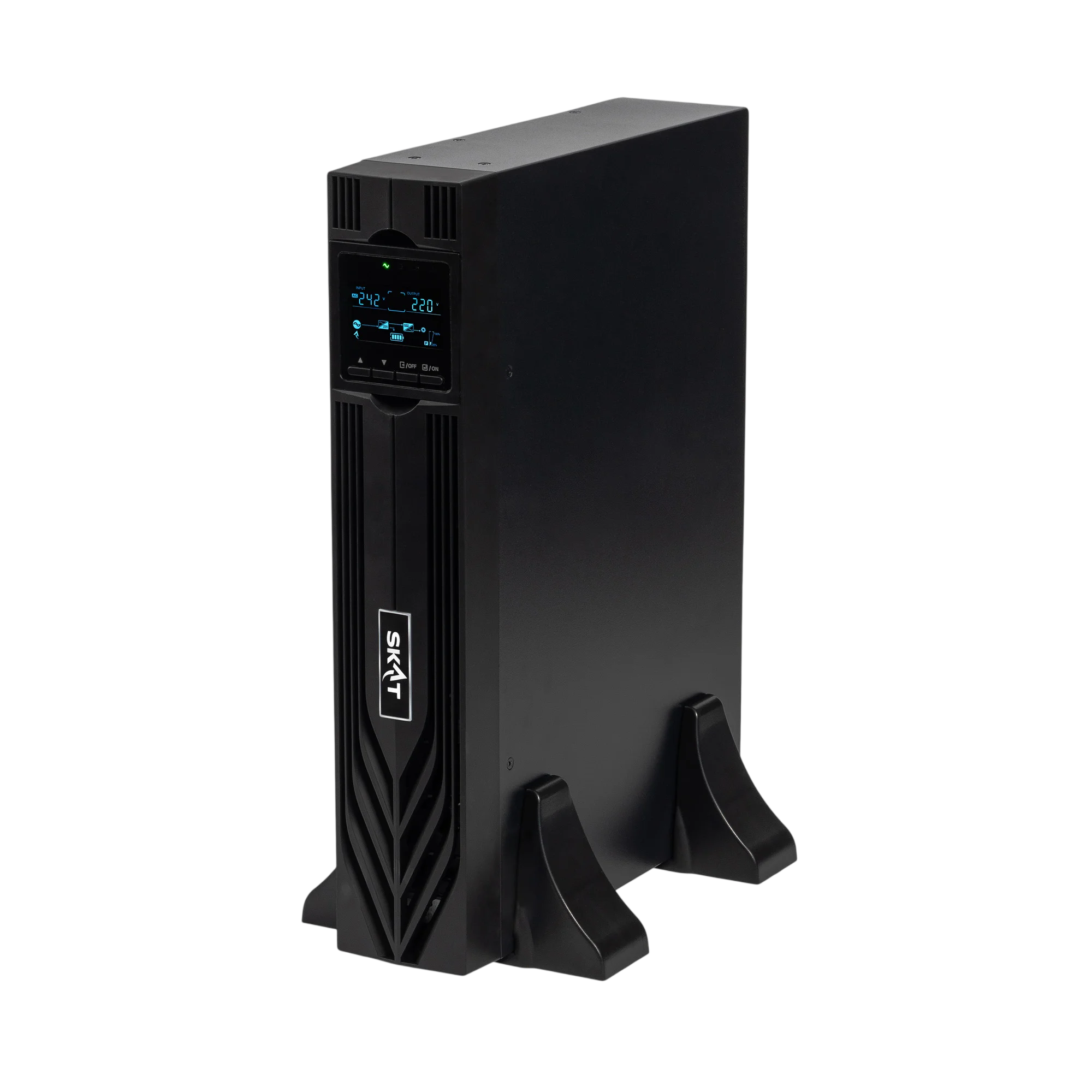 8760 SKAT-UPS 1000-RACK-ON-2X9 P3 ИБП 1000ВА/1000 Вт, 2U, On-Line, синус, встр. АКБ 24В (2x9Ач), 2хSchuko, USB, RS232, RS485, параллельный порт, слот для карт (SNMP, реле), EPO, ШхГхВ 440х330х88, масс