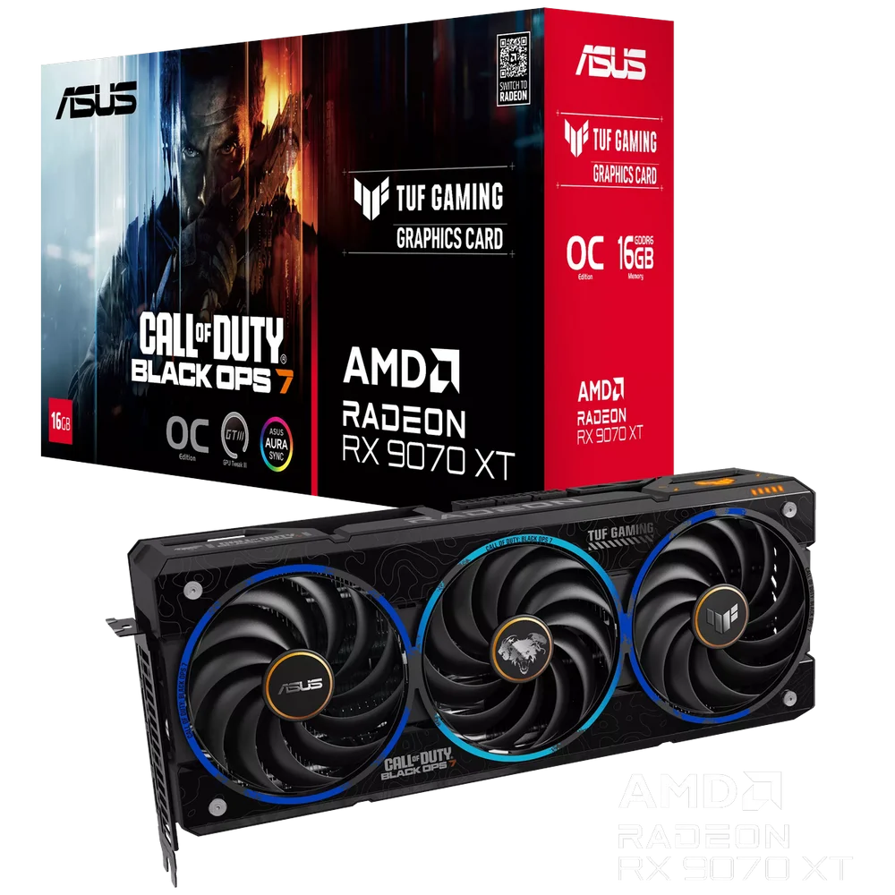 Видеокарта ASUS RX9070XT TUF GAMING COD BO7 SPECIAL EDITION OC 16GB GDDR6 256bit 3xDP HDMI 3FAN RTL (TUF-RX9070XT-O16G-COD-BO7) (90YV0L76-M0NM00)