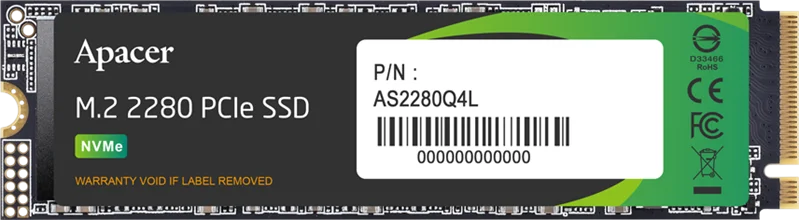 Apacer SSD AS2280Q4L 2TB M.2 2280 PCIe Gen4x4, R3600/ W2800 Mb/ s, 3D NAND, MTBF 1.5M, NVMe 1.4, 1200TBW, Retail, 3 years (AP2TBAS2280Q4L-1)