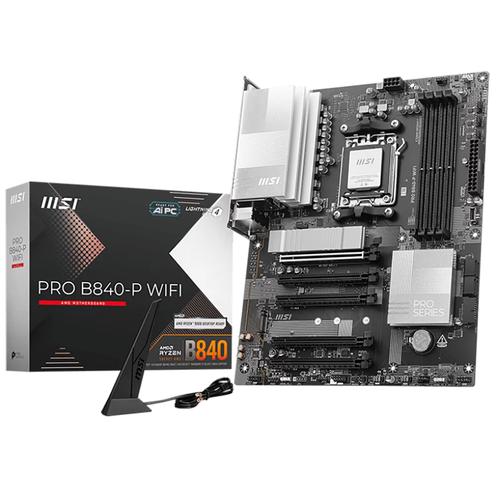 Материнская плата MSI PRO B840-P WIFI ,B840,AM5,4DDR5,5PCI-Ex16,2M.2,4SATA3,2USB10G(1A+1C),5USB5G