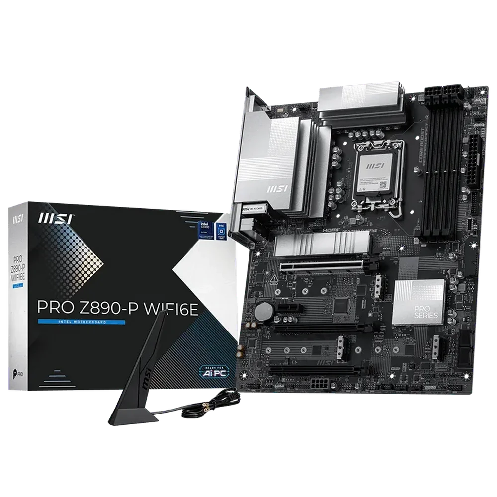 Материнская плата MSI PRO Z890-P WIFI6E Z890, LGA1851, 4*DDR5, 3*PCIEx16, 1*PCIEx1, 4*M.2, 2*TypeC, 1*USB3.2 Gen2, 6*USB3.2 Gen1, 8*USB2.0, 4*SATA3, 5G, DP, HDMI, ATX, RTL
