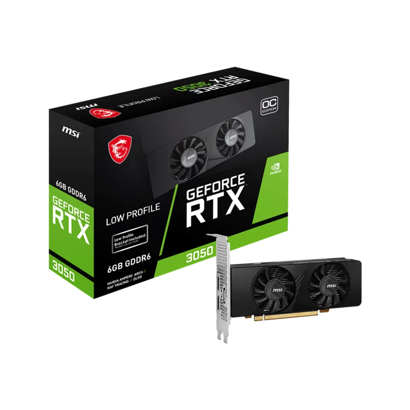Видеокарта/ VGA MSI NVIDIA GeForce RTX 3050 LP 6G OC 6GB, GDDR6/96-bit, PCIe 4.0, 2xHDMI 2.1, 1xDP, 2.1-slot