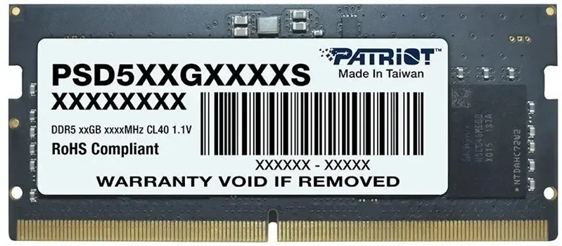Оперативная память Patriot SL DDR5 32GB 5600MHz SO-DIMM SINGLE 1*32GB CL46 46-46-46-90 1.1V (PSD532G56002S)