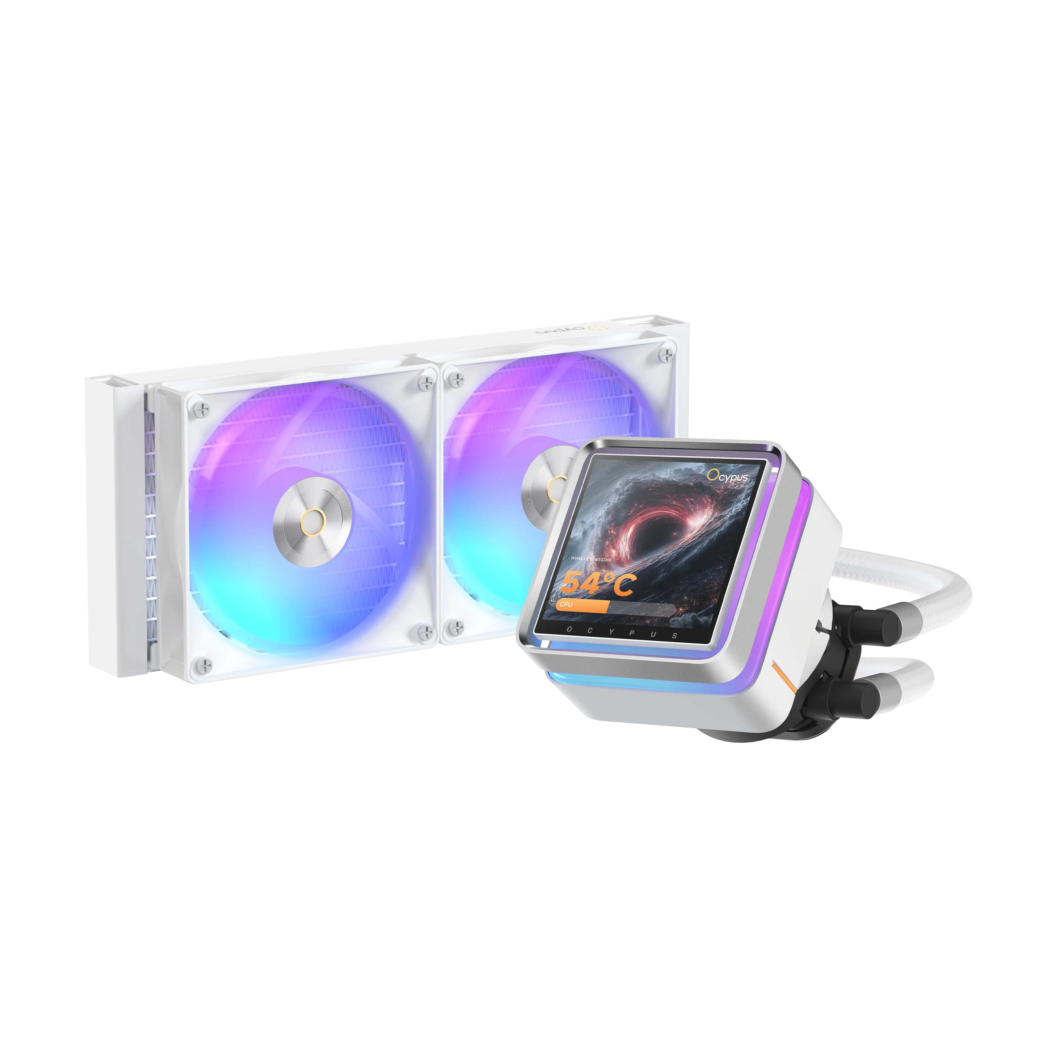 Система жидкостного охлаждения/ Water Cooling System Ocypus Sigma L24 EX WH ARGB (290W, 240mm, LED, White, ARGB/ Fans: 2x120mm, 36dBA, 88CFM, 2400RPM/ Pump height 99mm, 27dBA, 3100RPM, Rad thickness 2 (SIGMA-L24-WH2AAWLN00E-GL)