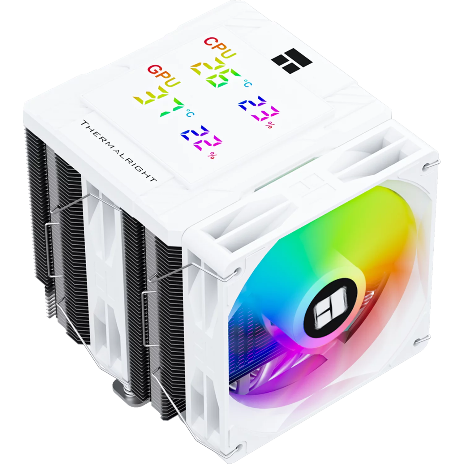 Кулер для процессора/ CPU Cooler Thermalright Peerless Assassin 120 Digital White ARGB (4-pin PWM, LED temp., 162mm, Ni/ Cu, 6x6mm, ARGB, 2x120mm, 88.89CFM, 25.6dBA, 1850RPM, S: 1851, 1700, 1200, 115X, (PA120-DG-WH-ARGB)