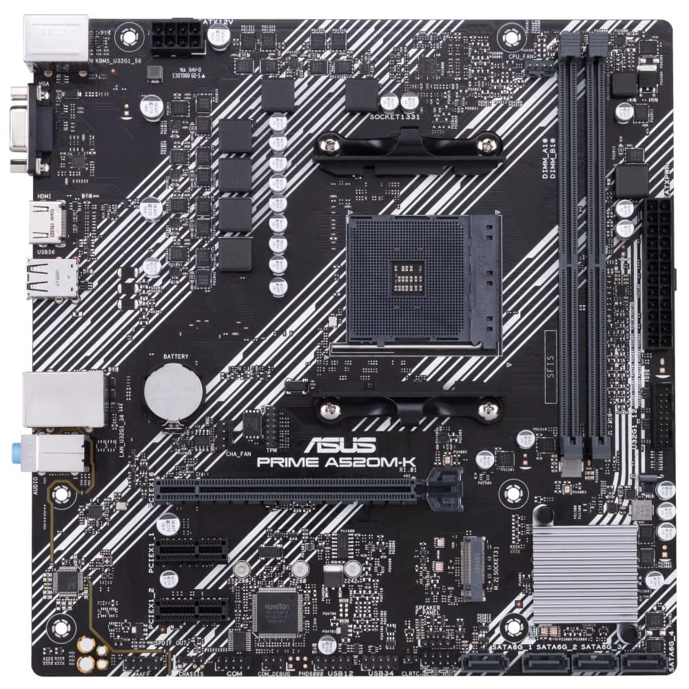 Материнская плата ASUS PRIME A520M-K RTL {Soc-AM4 AMD A520 2xDDR4 mATX AC`97 8ch(7.1) GbLAN RAID+VGA+HDMI} (90MB1500-M0EAY0)