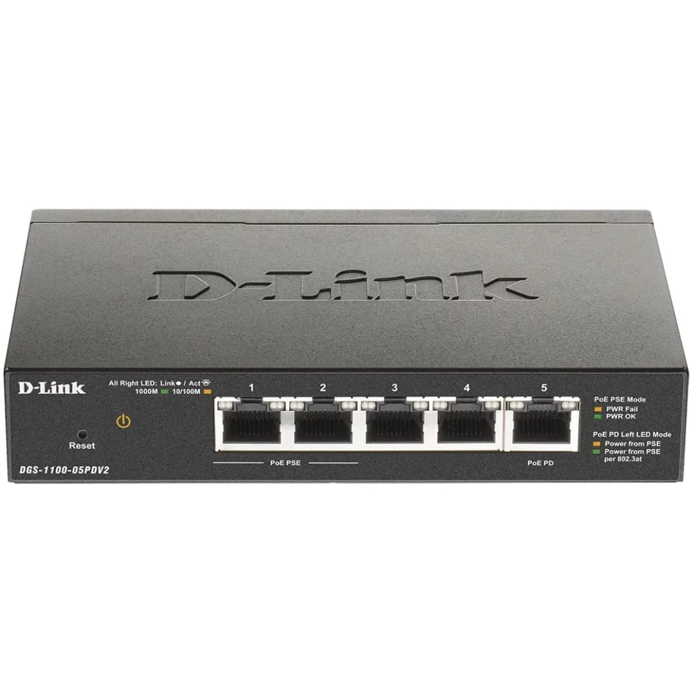Картинка Коммутатор D-Link DGS-1100-05PDV2 (DGS-1100-05PDV2) 