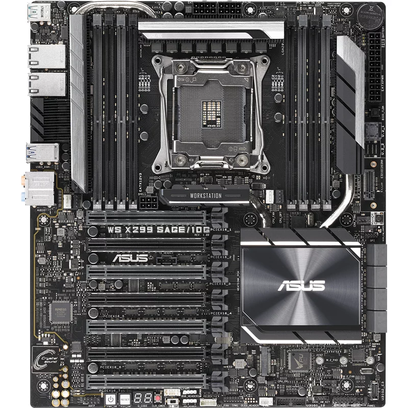 Материнская плата ASUS WS X299 SAGE 10G, 1 x Intel Socket 2066 X-Series Processors , 8 or 4 x DIMM DDR4 Non-ECC, Un-buffered Memory, 7 x PCIe 3.0 x16 (single x16 or dual x16/ x16 or triple x16/ x16/ x1 (90SW00H0-M0EAY0)