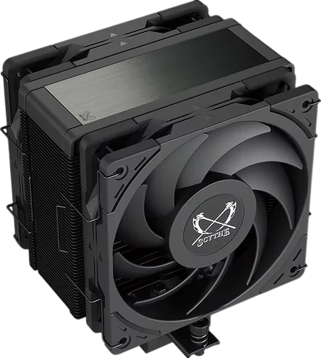 Кулер для процессора/ CPU Cooler Scythe Kotetsu Mark 4 DBE (200W, 4-pin PWM, 155mm, Al/ Cu, 4x6mm, 2x120mm, 60.29CFM, 26.88dBA, 2000RPM, S: 1851/ 1700/ 1200/ 115X, AM5/ AM4, black) (SCKTT-4000DBE)