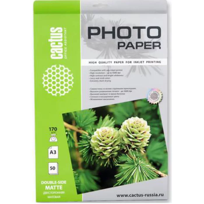 Фотобумага Cactus CS-MA317050DS A3/170г/м2/50л./белый матовое/матовое для струйной печати