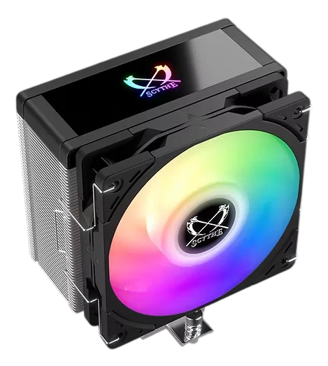 Кулер для процессора/ CPU Cooler Scythe Kotetsu Mark 4 ARGB (150W, 4-pin PWM, 155mm, Al/ Cu, 4x6mm, ARGB, 1x120mm, 60.29CFM, 26.88dBA, 2000RPM, S: 1851/ 1700/ 1200/ 115X, AM5/ AM4, silver, black) (SCKTT-4000AR)