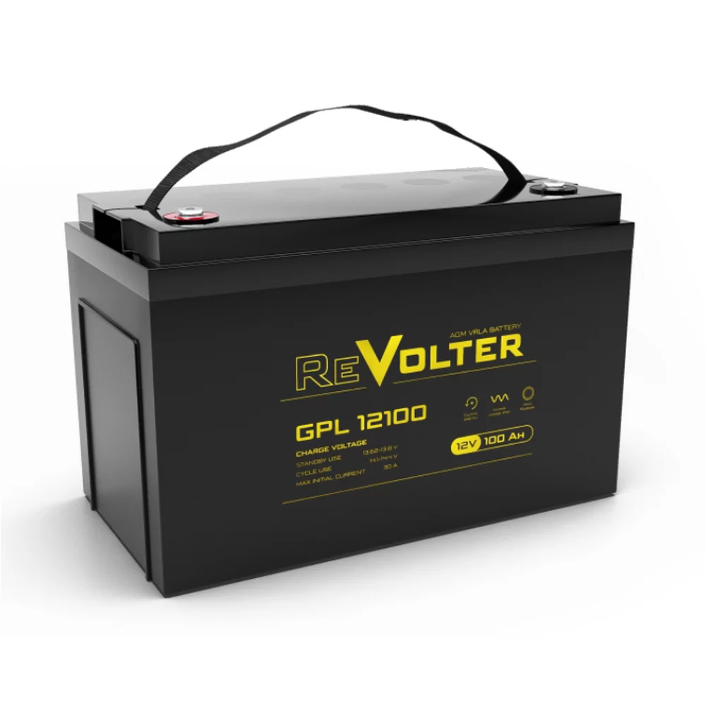 Аккумуляторная батарея REVOLTER GPL 12100 12В  емкость 100Ач, клемма Болт М6 (330х172х218мм (219мм); Срок службы 10лет;
