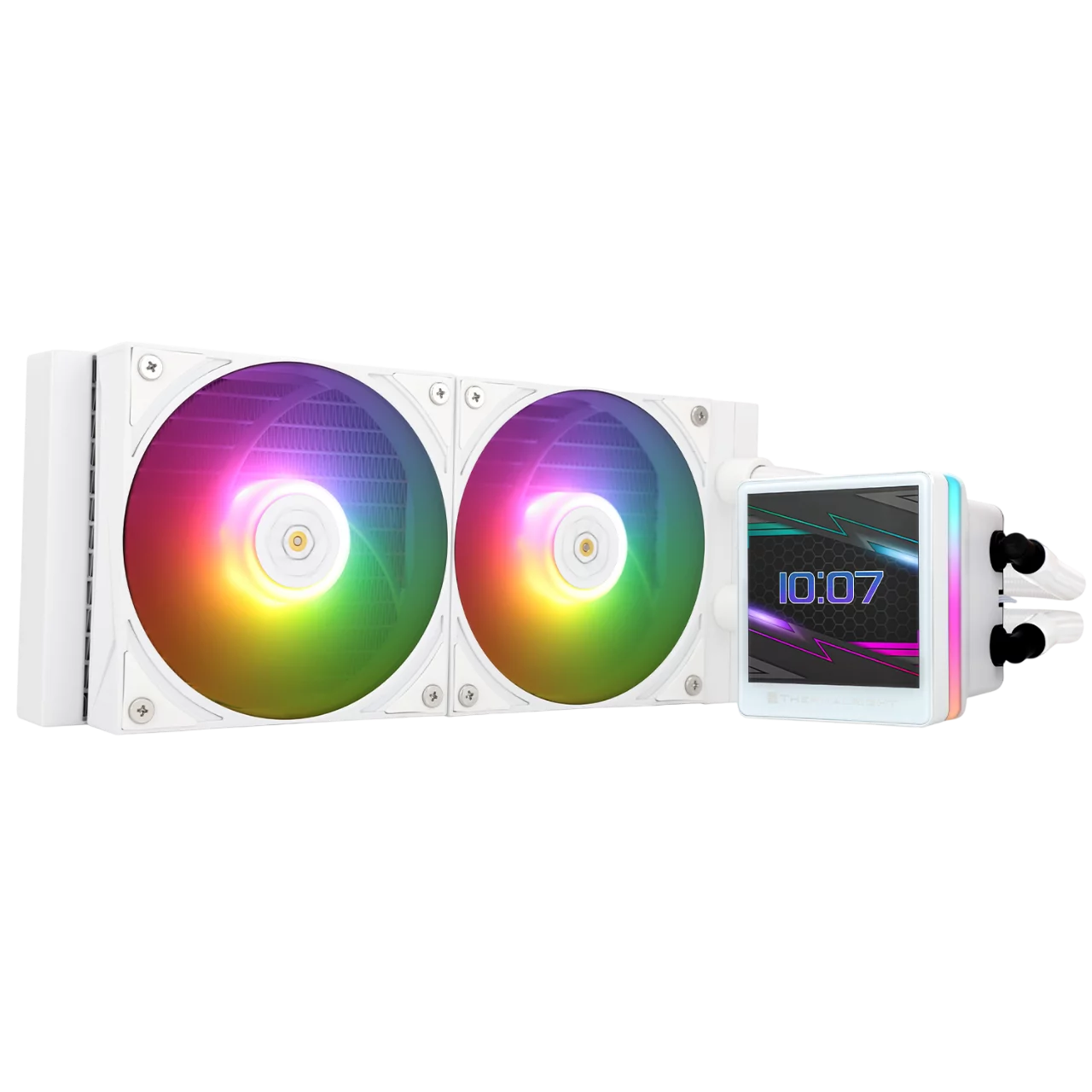 Водяное охлаждение для процессора/ Water Cooling System Thermalright Grand Vision 240 (240mm, LED, White, ARGB/ Fans: 2x120mm, 80.45CFM, 29.4dBA, 2150RPM/ Pump height 72.5mm, 6400RPM, Rad thickness 27 (G-VISION-WH-240-ARGB)