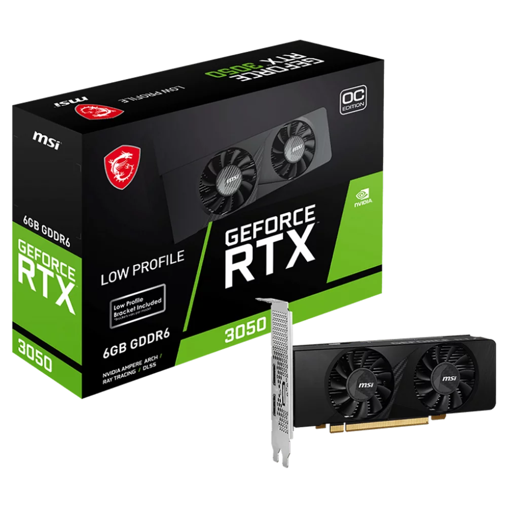 Видеокарта MSI RTX3050 LP E OC 6GB GDDR6 96bit DP 2xHDMI 2FAN RTL (RTX 3050 LP E 6G OC)