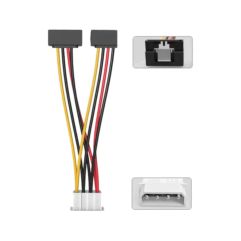Кабель-переходник питания Vention MOLEX 4pin M / 2 x SATA 15pin F угол 90 - 0.15м (KDCBB)