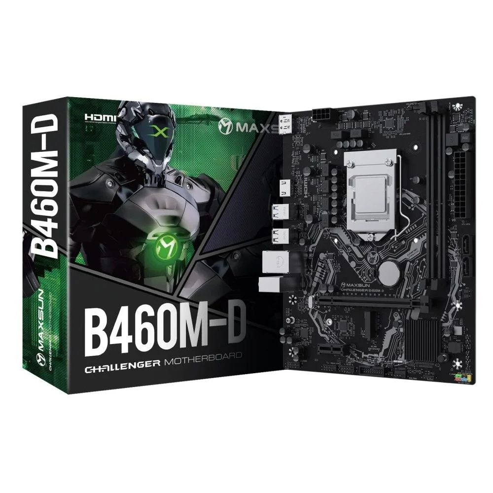 Материнская плата Maxsun MS-Challenger B460M-D B460, LGA1200, 2*DDR4, 1*PCIEx16, 1*PCIEx1, 1*M.2, 4*USB3.2 Gen1, 6*USB2.0, 2*SATA3.0, 1G, DP, HDMI, M-ATX, RTL (6940709663301)