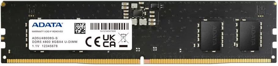 Модуль памяти ADATA 8GB DDR5 4800 UDIMM AD5U48008G-S, CL40, 1.1V