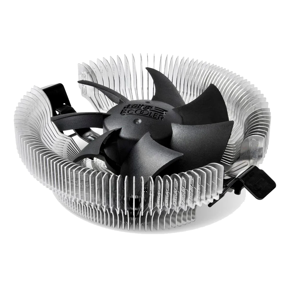 Кулер для процессора/ CPU Cooler PCCooler E80 (65W, 3-pin, 42mm, Al/Cu, -mm, 1x80mm, 29.61CFM, 22dBA, 2000RPM, S: 1851/1700/1200/115X, AM5/AM4, silver, black) (E80#OCS)